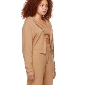 Skims Waffle Knit Cropped Hoodie